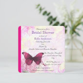 Paarse Watercolor Vlinder Bruidsdouche Kaart (Staand voorkant)