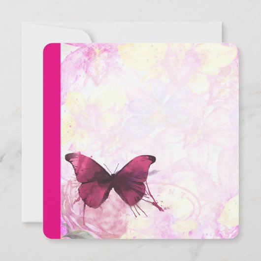 Paarse Watercolor Vlinder Bruidsdouche Kaart (Achterkant)