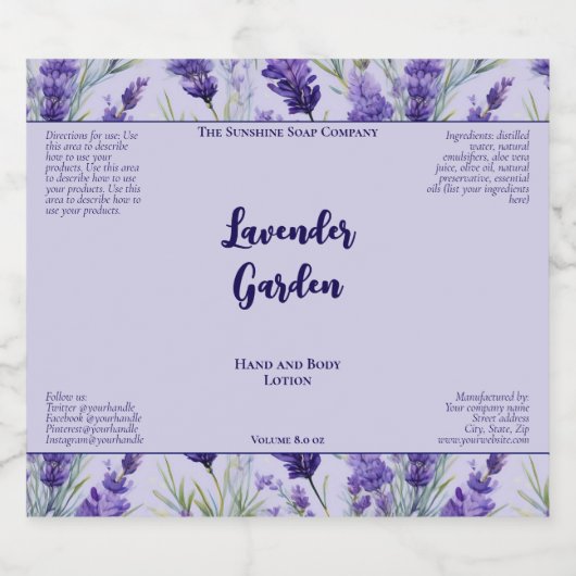 Paarse waterdichte lavendel cosmetica flesetiket sparkling wijnetiket (Enkel label)