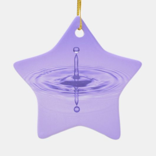 Paarse waterdruppelreflectie zonder zeeliefde keramisch ornament (Achterkant)