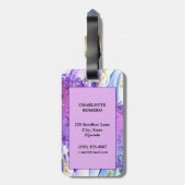 Paarse waterdruppels | Blauw en witte ombre Bagagelabel (Achterkant verticaal)