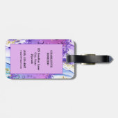 Paarse waterdruppels | Blauw en witte ombre Bagagelabel (Achterkant horizontaal)