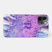 Paarse waterdruppels | Blauw en witte ombre Case-Mate iPhone Case (Achterkant (horizontaal))