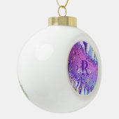 Paarse waterdruppels | Blauw en witte ombre Keramische Bal Ornament (Links)