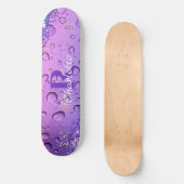 Paarse waterdruppels | Blauw en witte ombre Persoonlijk Skateboard (Voorkant)