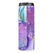 Paarse waterdruppels | Blauw en witte ombre Thermosbeker (Achterkant)