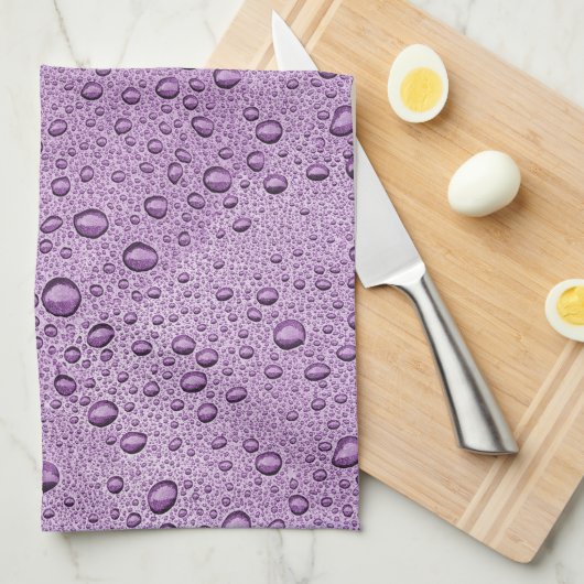 Paarse waterdruppels theedoek (Quarter Fold)