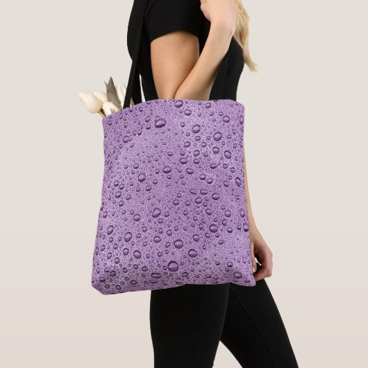 Paarse waterdruppels tote bag (Dichtbij)
