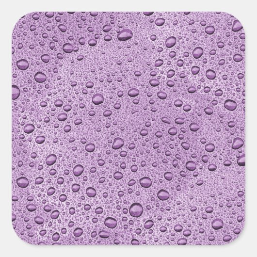 Paarse waterdruppels vierkante sticker (Voorkant)