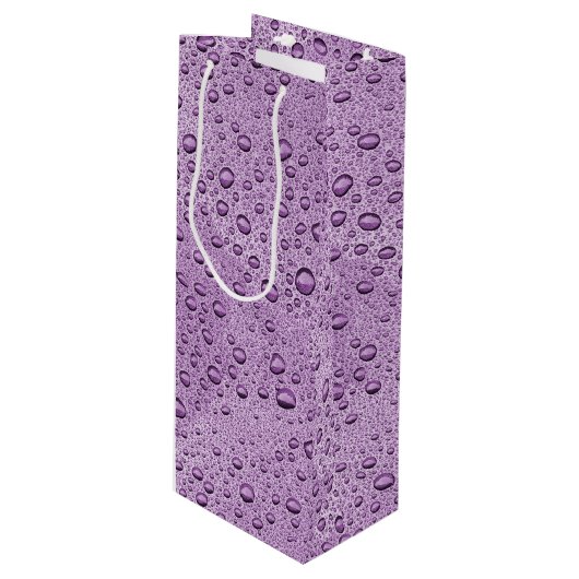 Paarse waterdruppels wijn cadeautas (Voorkant Gekanteld)
