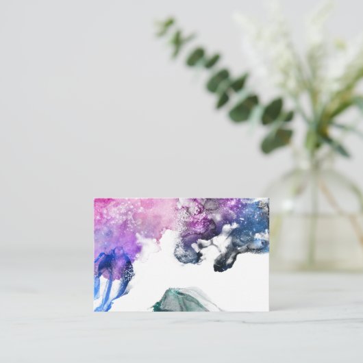 Paarse waterkleur 001  visitekaartje (Staand voorkant)