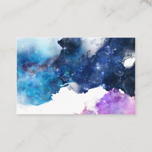 Paarse waterkleur 001 visitekaartje (Achterkant)