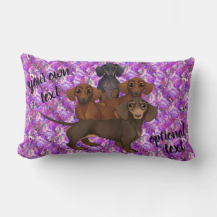 Paarse waterkleur Floral Dachshund Pillow Kussen