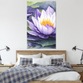 Paarse Waterlelie - Bloem waterverf Art Print (Insitu (Slaapkamer))