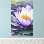 Paarse Waterlelie - Bloem waterverf Art Print (Insitu (Houten vloer))