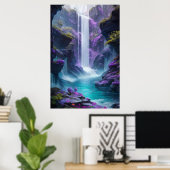 Paarse waterval in een droom poster (Thuiskantoor)