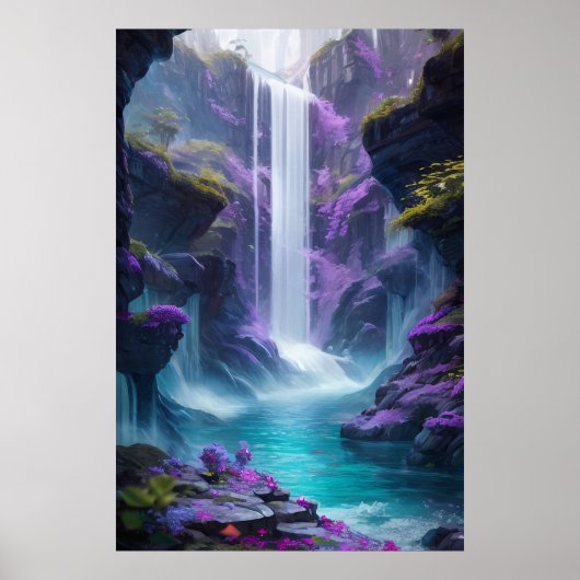 Paarse waterval in een droom poster (Voorkant)