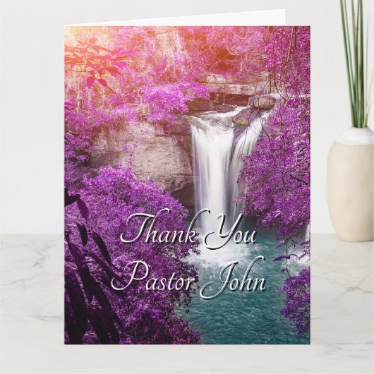 Paarse waterval Sunrise Pastor Waardering Bedankkaart (Voorkant)