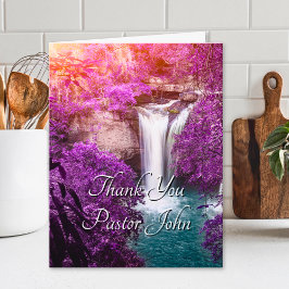 Paarse Waterval Zonsopgang Pastor Waardering Bedankkaart