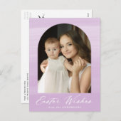 Paarse Waterverf 2 Fotopaasmaak Feestdagenkaart (Voorkant / Achterkant)