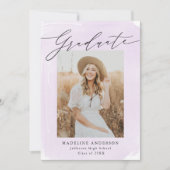 Paarse Waterverf 4 Foto Afstuderen Aankondiging (Voorkant)