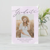 Paarse Waterverf 4 Foto Afstuderen Aankondiging (Staand voorkant)