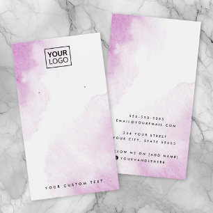 Paarse waterverf aangepaste logo-oorenkaart visitekaartje