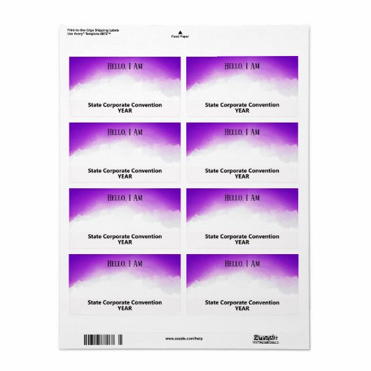 Paarse Waterverf - Aangepaste papiernaamtag Etiket (Full Sheet)