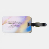 Paarse Waterverf Abstract Girly Luxury Monogram Bagagelabel (Achterkant horizontaal)