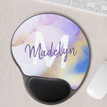 Paarse Waterverf Abstract Girly Luxury Monogram Gel Muismat<br><div class="desc">Pas deze glamoureuze stijl abstracte lila waterverf eenvoudig aan met uw eigen details.</div>