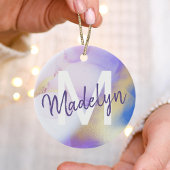 Paarse Waterverf Abstract Girly Luxury Monogram Keramisch Ornament