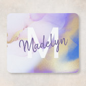 Paarse Waterverf Abstract Girly Luxury Monogram Muismat