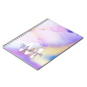 Paarse Waterverf Abstract Girly Luxury Monogram Notitieboek (Linkerzijde)