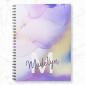 Paarse Waterverf Abstract Girly Luxury Monogram Notitieboek