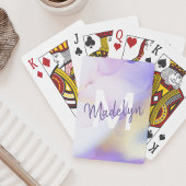 Paarse Waterverf Abstract Girly Luxury Monogram Pokerkaarten