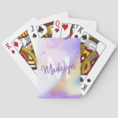 Paarse Waterverf Abstract Girly Luxury Monogram Pokerkaarten (Achterkant)