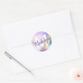 Paarse Waterverf Abstract Girly Luxury Monogram Ronde Sticker (Envelop)