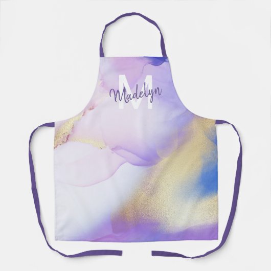 Paarse Waterverf Abstract Girly Luxury Monogram Schort (Voorkant)