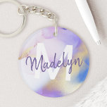 Paarse Waterverf Abstract Girly Luxury Monogram Sleutelhanger<br><div class="desc">Pas deze glamoureuze stijl abstracte lila waterverf eenvoudig aan met uw eigen details.</div>