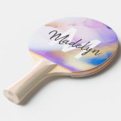 Paarse Waterverf Abstract Girly Luxury Monogram Tafeltennisbatje (Voorkant Gekanteld)