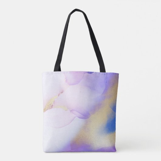 Paarse Waterverf Abstract Girly Luxury Monogram Tote Bag (Achterkant)