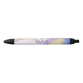 Paarse Waterverf Abstract Girly Luxury Monogram Zwarte Inkt Pen (Voorkant)