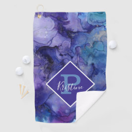 Paarse Waterverf Abstract met aangepast monogram Golfhanddoek