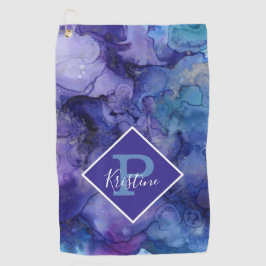 Paarse Waterverf Abstract met aangepast monogram Golfhanddoek