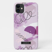 Paarse Waterverf Abstract patroonmonogram Case-Mate iPhone Case (Achterkant)