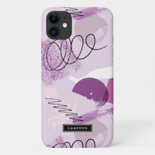 Paarse Waterverf Abstract patroonmonogram Case-Mate iPhone Case