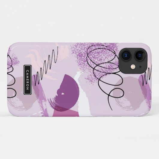 Paarse Waterverf Abstract patroonmonogram Case-Mate iPhone Case (Achterkant (horizontaal))