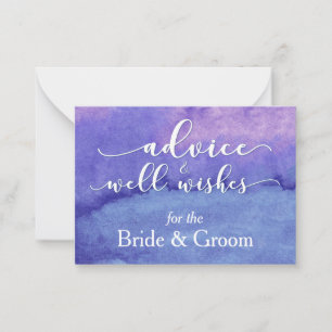 Paarse Waterverf "Advice for the Bride & Groom" Advieskaart