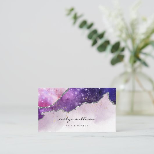 paarse waterverf agate visitekaartje (Staand voorkant)