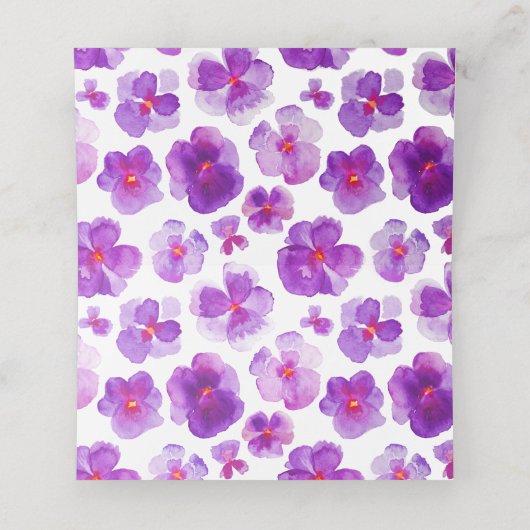 Paarse waterverf altviool bruiloft plaats kaarten plaatskaartje (Binnenkant ongevouwen)